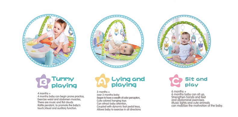 2022新款婴儿脚踏琴爬爬垫游戏垫琴话筒数据线儿童健身架详情图5
