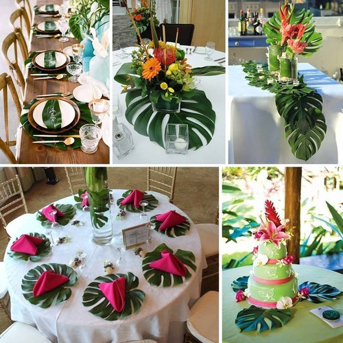 亚马逊仿真龟背叶 夏威夷派对仿真植物 婚礼气球装饰热带树叶