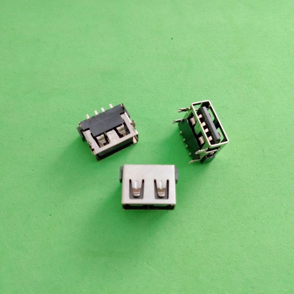 供应USB 2.0插座 AF前插后贴短体4P带四个鱼叉脚  USB接口插座