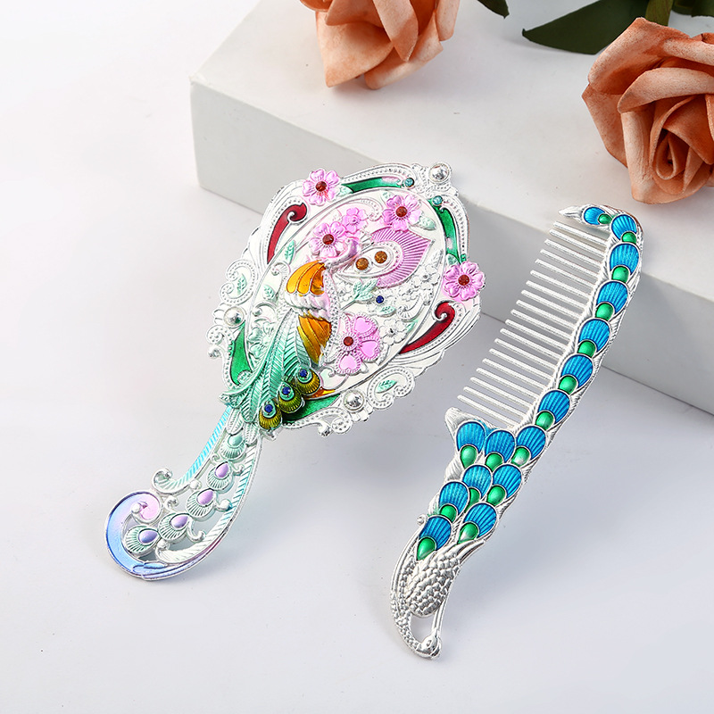 230g Weight Mirror Makeup Tools Types 1 Set Quantity Metal Material Animal, Flower Pattern Retro Style Retro Lady Animal Flower Metal Mirror 1 Set 5