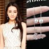 E205 the republic of korea Korean Edition temperament grace Xingyue Asymmetry Pearl Pendant have more cash than can be accounted for tassels Ear line Earrings