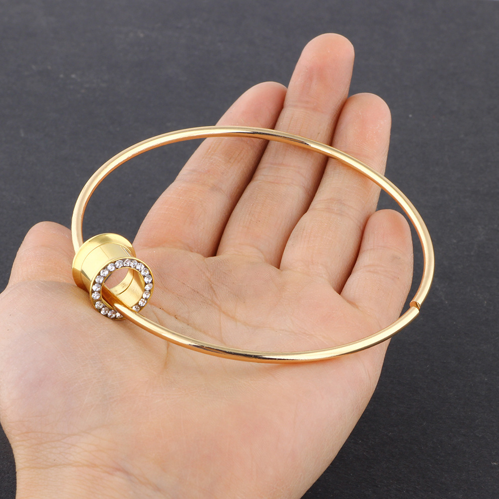 Stainless Steel Gold Circle Ear Plug 16mm Ear Expansion Piercing Jewelry detail image 9