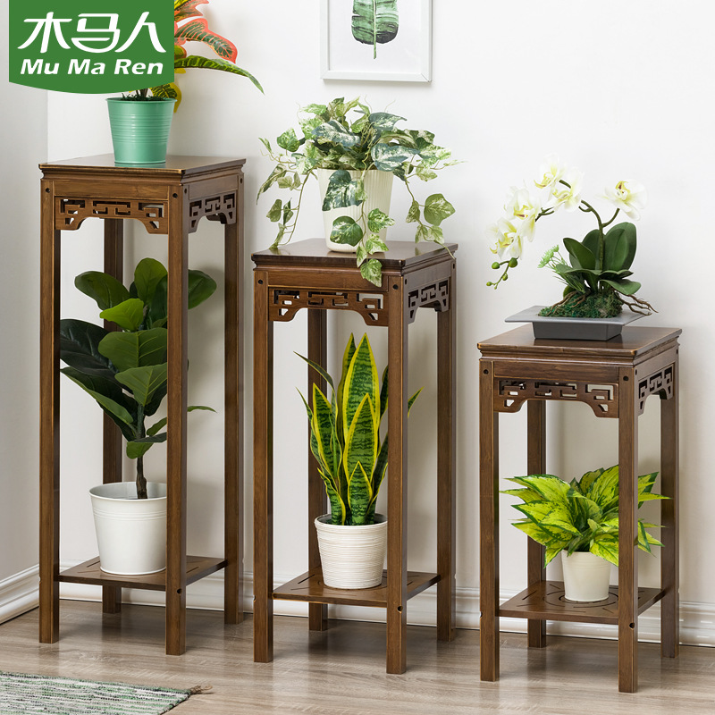 Trojan man Flower trellis to ground indoor Retro woodiness multi-storey Flower pot balcony a living room space