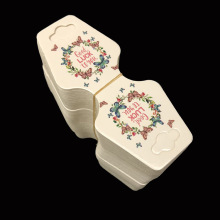 约200张发饰diy包装卡头发圈吊牌项链纸板亮面白卡纸贴牌可挂纸卡