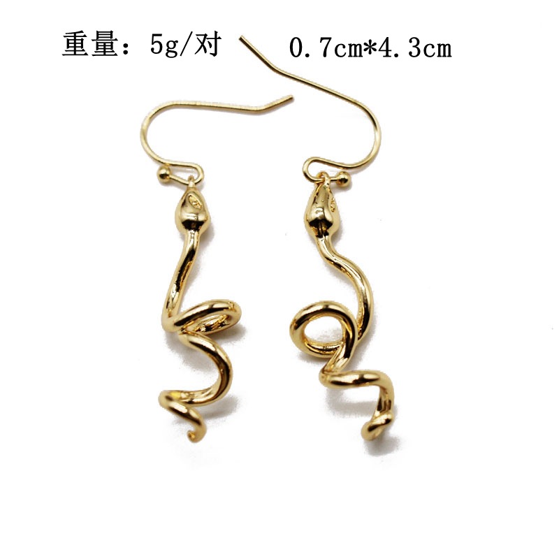 Golden Spiral Serpentine Pendant Earrings Animal Styling Earrings Zodiac Snake Earrings display picture 1