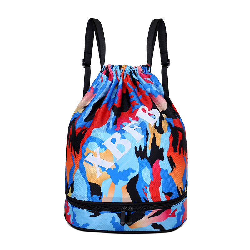 游泳包干湿分离女防水沙滩包小运动健身背包男束口袋拉抽绳双肩包