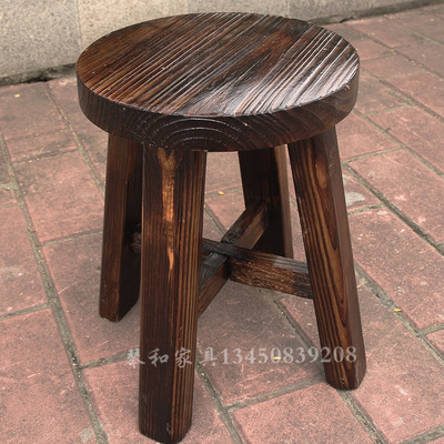 chair black Dining chair thickening pine solid wood Carbonize Destroy by fire hotel Restaurant Breakfast shop Pot shops Dining chair