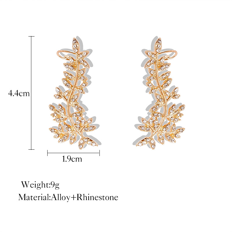 Clip De Oreja De Hoja De Diamantes De Imitación Con Incrustaciones De Moda display picture 1