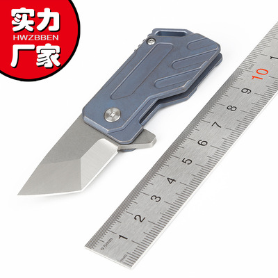 Spot wholesale machining Titanium Handle D2 outdoors Camping Mini fold pocket knife edc Gadgets