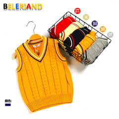 加工定做廠2019秋季新款童裝毛衣兒童棉V領校服坎肩男女馬甲背心