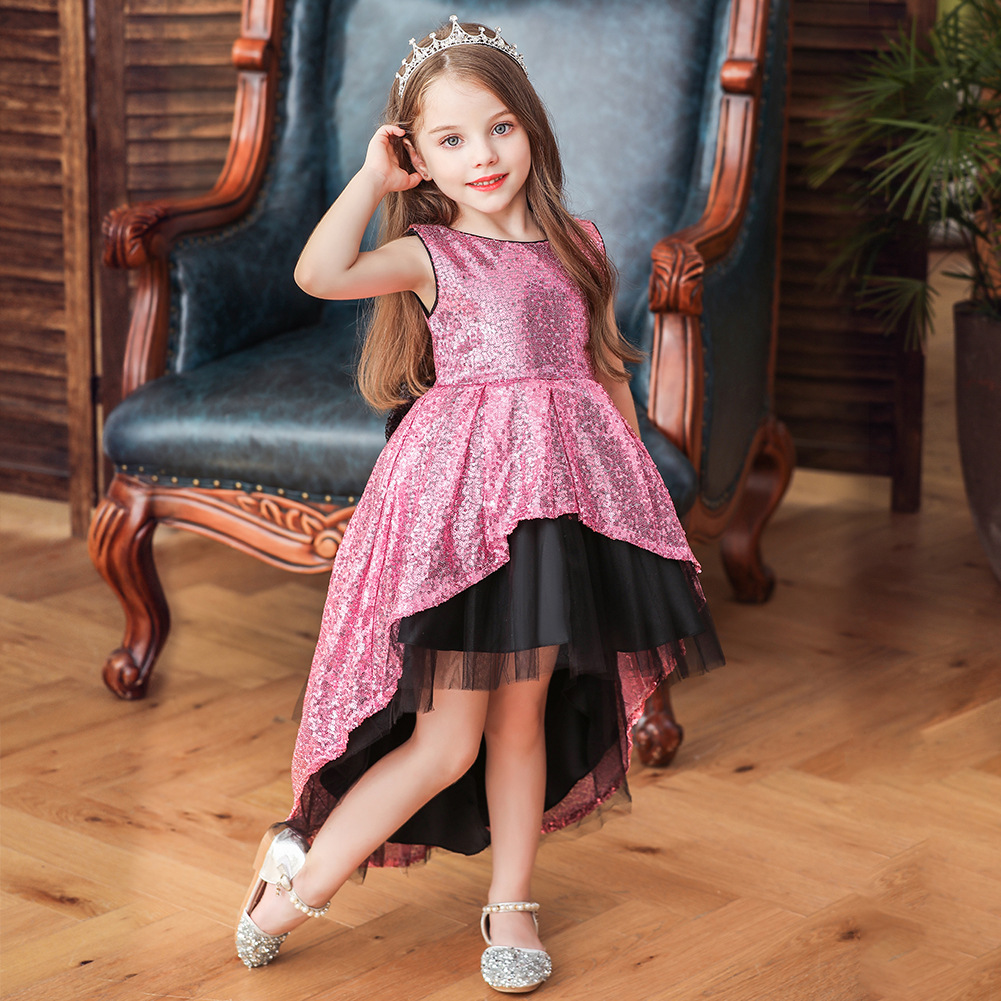 Vestido para niños Vestido de princesa Vestido de lentejuelas de rendimiento de niña pettiskirt trailing Vestido de rendimiento del Día de los niños vestido de niña de flores