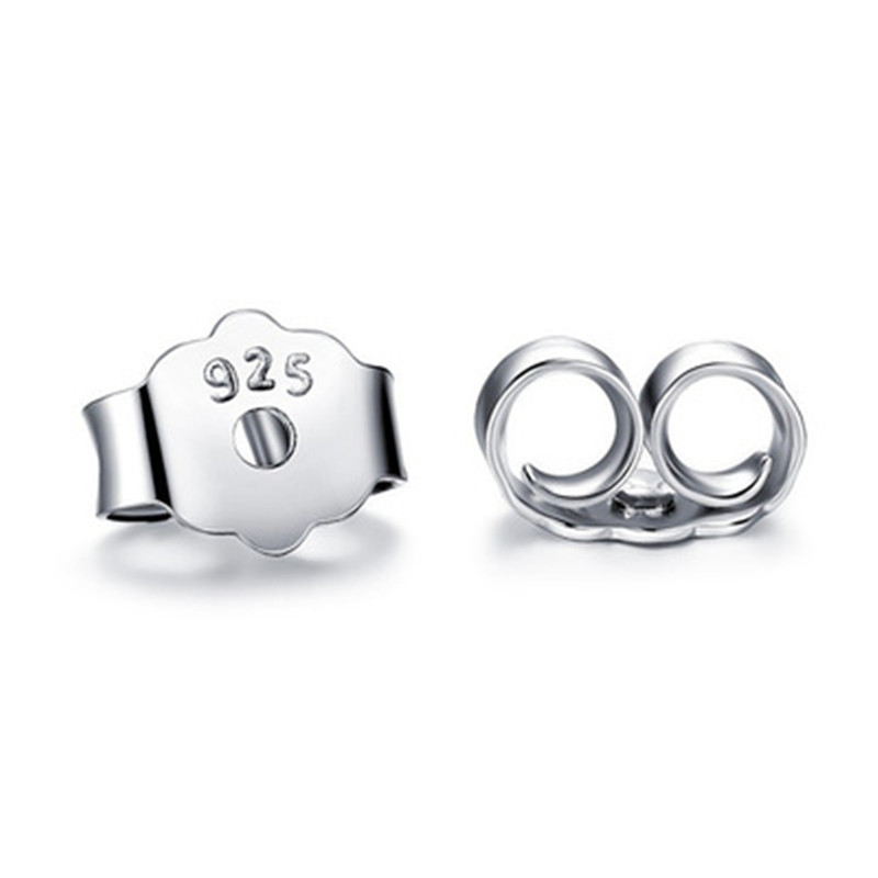 925 Sterling Silver Material Solid Color Pattern Simple Style Style 1 Pair 925 Sterling Silver Solid Color Ear Nuts Jewelry Accessories