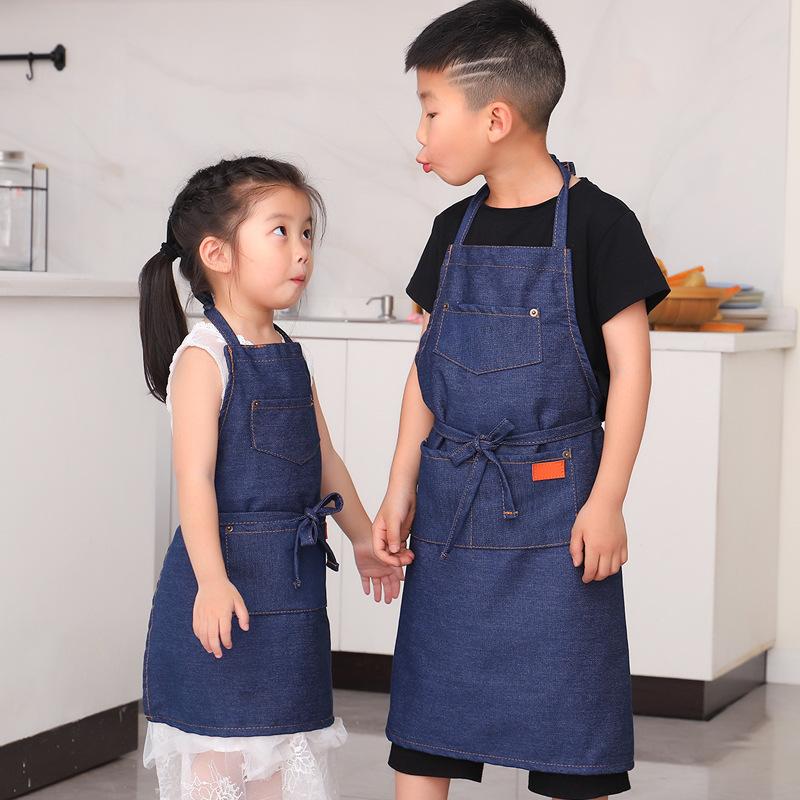 Cross border Electricity supplier children draw Parenting cowboy apron Korean Edition apron kitchen Sleeveless apron Manufactor Direct selling