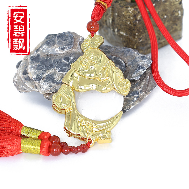 Ethnic style tassels Jin Xiang Yu automobile Pendant Cloth bag Laughing Buddha Maitreya Buddha Afghanistan White jade Pendant customized