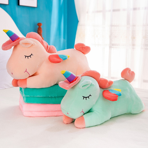 ins unicorn pillow blanket dual-use creative pillow new software cute pony air conditioner quilt nap blanket