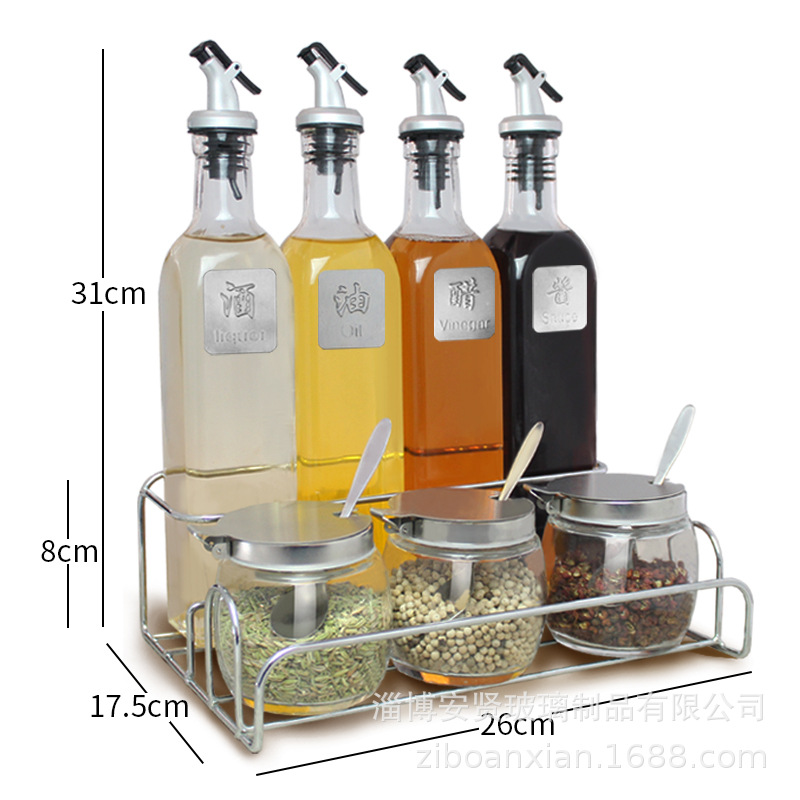 Condimento tarro condimento caja traje condimento botella hogar olla de aceite botella de aceite vinagre olla condimento rack suministros de cocina