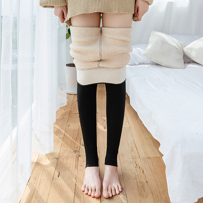 800克按摩绒高腰保暖踩脚一体裤 秋冬季女士加绒加厚外穿打底裤|ms