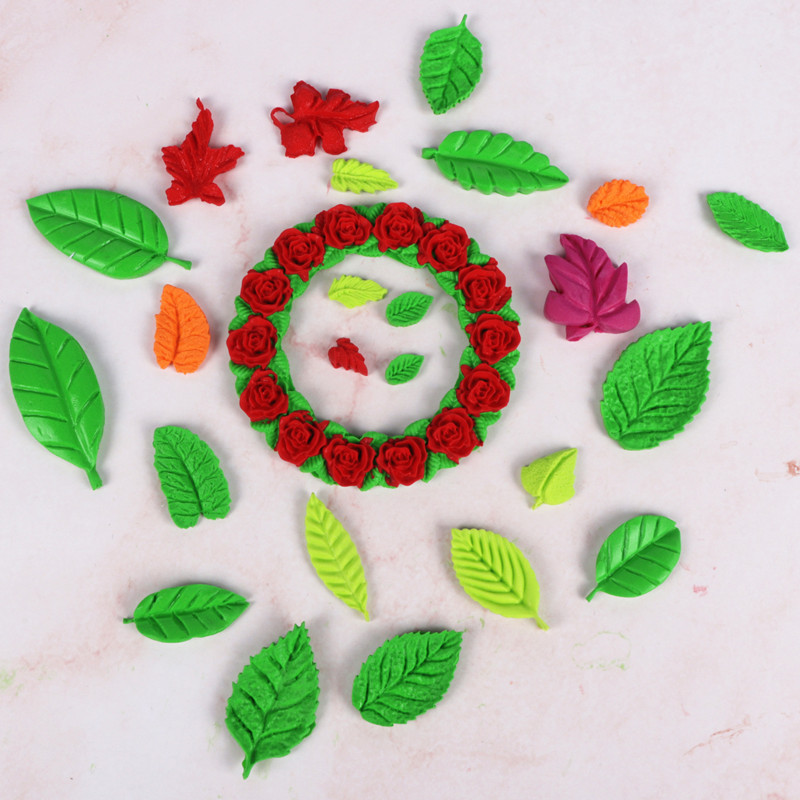 Molde fondant Rosa textura realista hoja pastel fondant molde guirnalda molde de pastel de silicona molde de chocolate