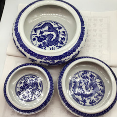 景德鎮陶瓷青龍筆洗筆碗  大中小號水淺書法國畫教學擺件洗筆批發