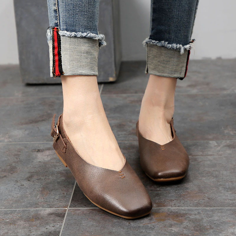 2019春季新款平底时尚文艺复古手工头层牛皮休闲潮女鞋厂家直销|ru
