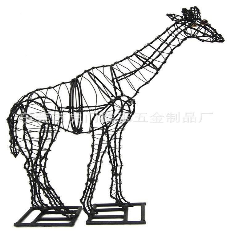 定制欧式风格长颈鹿铁线工艺品 花园系列