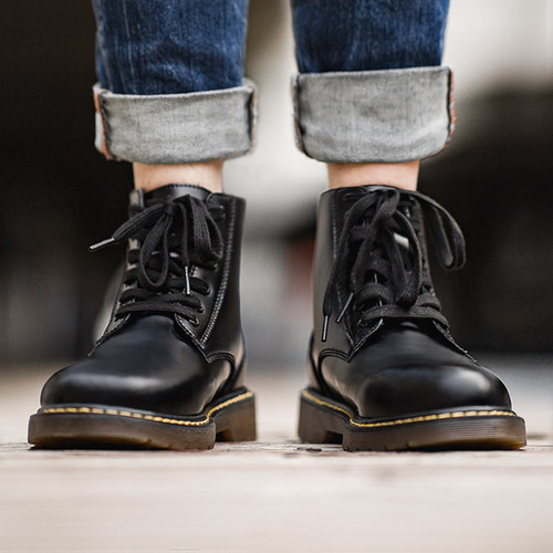 Madden Martin boots men's summer mid-top black men's shoes genuine leather retro short boots British style workwear couple boots