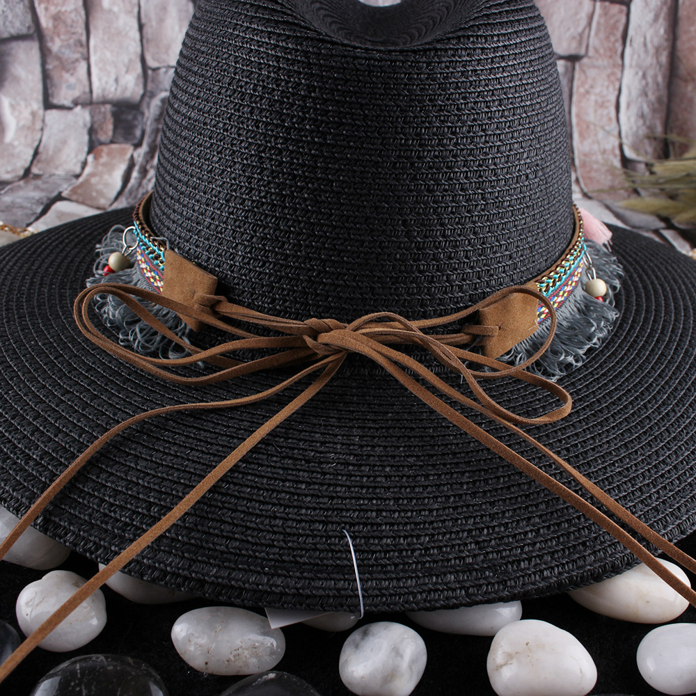 Sombrero de paja de mujer a juego de moda de verano nuevo sombrero de paja ajustable con protección solar en forma de campana sombrero de paja de viaje de playa
