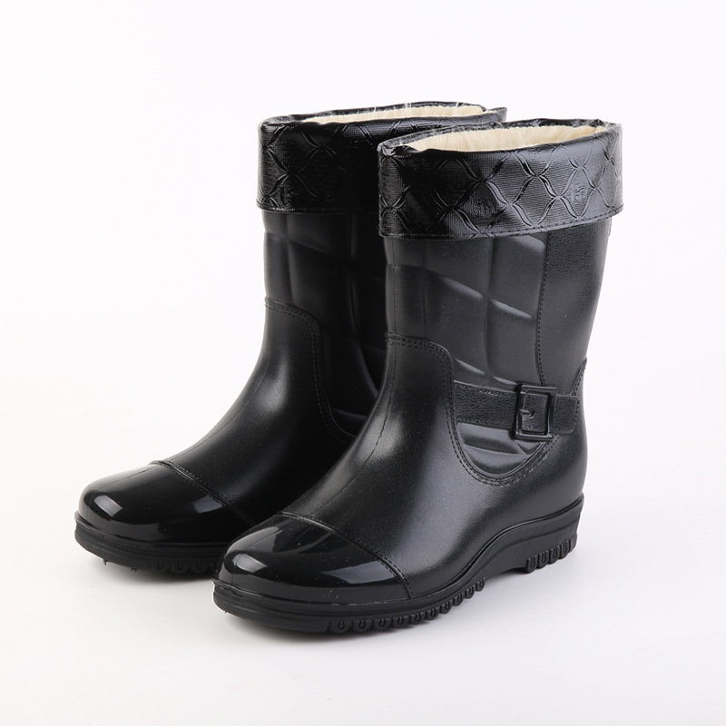 時尚雨鞋男防滑耐磨防水鞋廚房套鞋雨靴韓版加絨中筒成人冬季新款