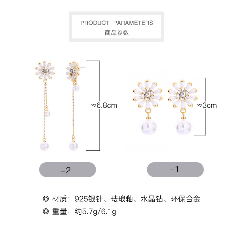 Fashion Enamel Glaze Flower Earrings S925 Sterling Silver Earrings Long Pearl Earrings Wholesales Fashion display picture 14