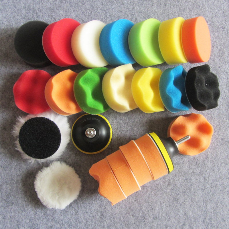抛光美容打蜡羊毛球海绵抛光盘套装电钻转接杆海绵自粘盘多功能