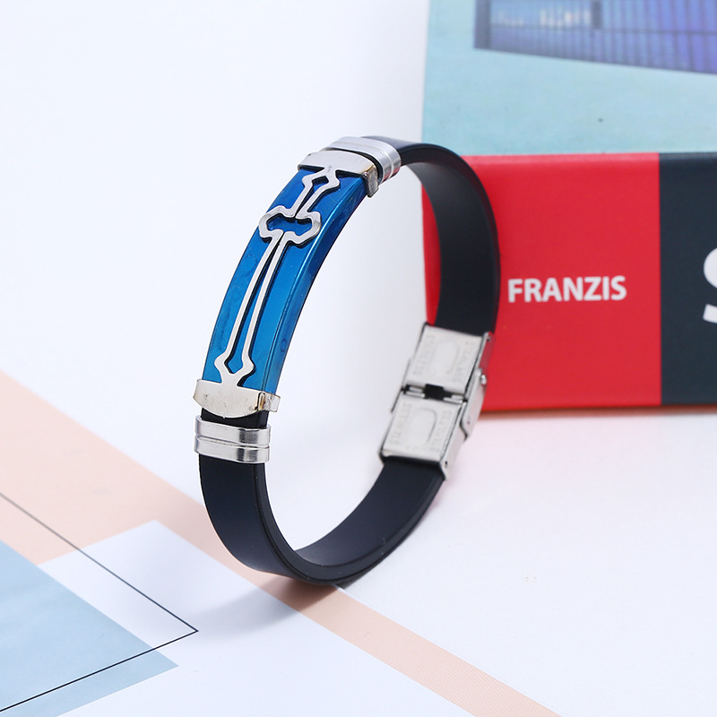 Wholesale Stainless Steel Silicone Bracelet Bracelet Cross Titanium Steel Menu0027s Personality Brac