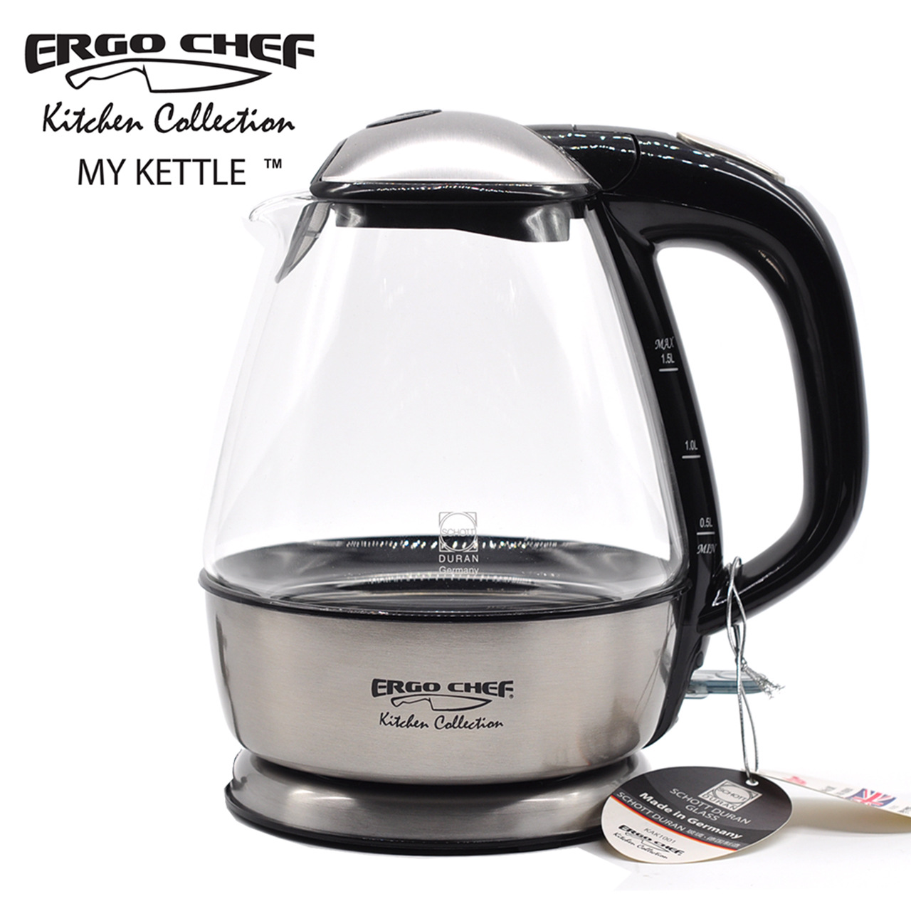 美国ergo chef德国高硼硅玻璃电热水壶烧水壶养生壶高端礼品|ms