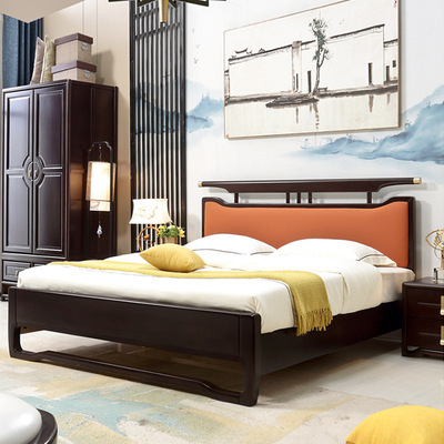 furniture New Chinese style solid wood 1.8 By package Double bed modern Marriage bed Master Bedroom Buddhist mood furniture