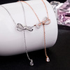 Necklace with bow with tassels, silver 925 sample, internet celebrity