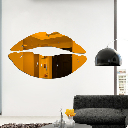 Lipstick Mirror Wall Sticker 3D Film Top Sheet 240X55mm Bottom Sheet 250X75mm Weight Around 40g Self-adhesive
