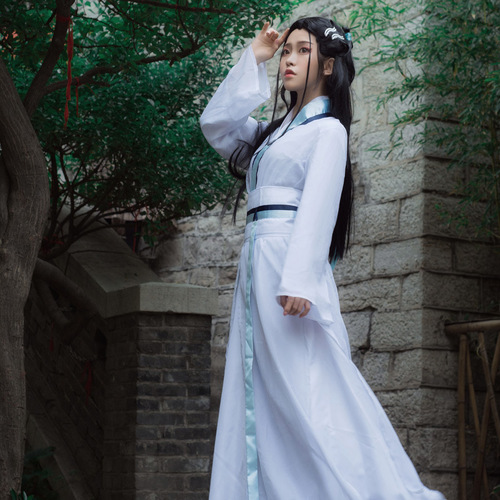 White Snake Story Inspired Bai Suzhen Costume with Small White Dress, Bai Diaozi Cosplay Costume, Ancient White Hanfu, White Ancient Costume