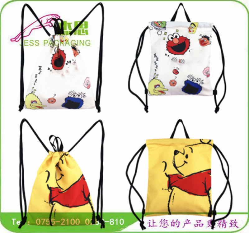 设计新款帆布日韩系双肩包书包印花动漫玩具束口袋背包量大从优