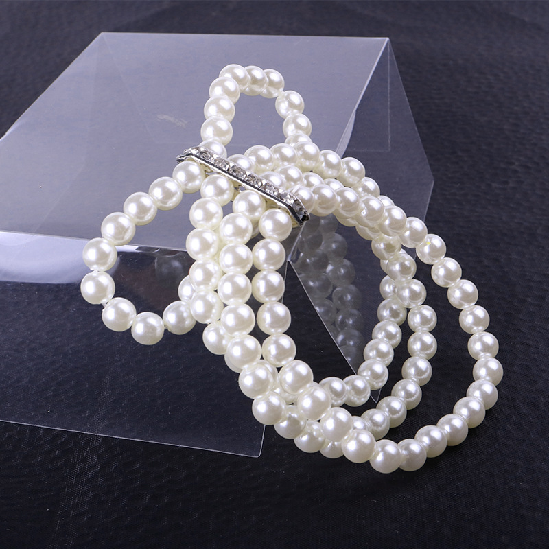 Fashion Round Artificial Pearl Inlay Artificial Gemstones Bracelets 1 Piece display picture 2