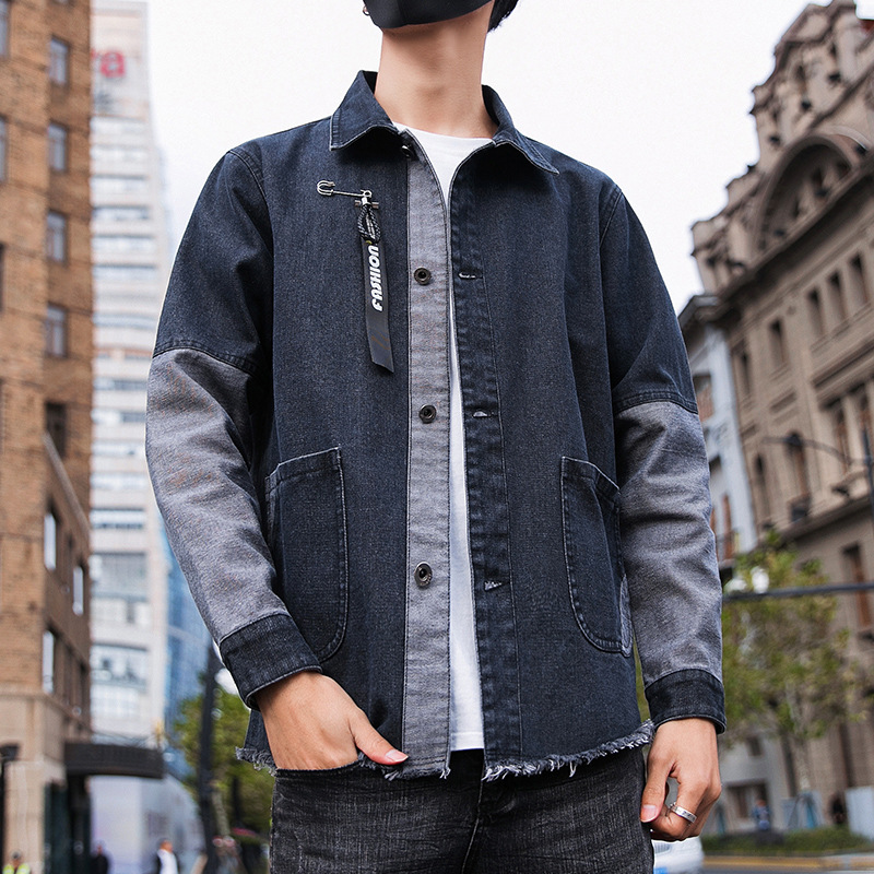 2019春季新款男装牛仔夹克外套男 青少年学生韩版翻领男式牛仔衣|ms
