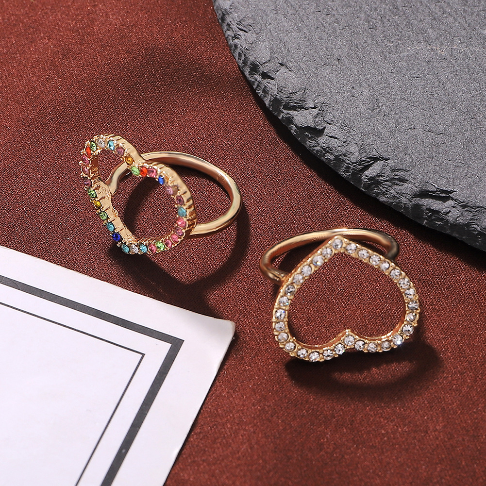 2019 Coréenne Nouvelle Alliage Diamant En Forme De Coeur Anneau De Mode Tous-match Bracelet Hippie Même Style Accessoires Accessoires Mixte Lot display picture 6