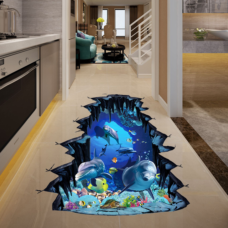 New Submarine Cartoon Dolphin Floor Stickers display picture 5