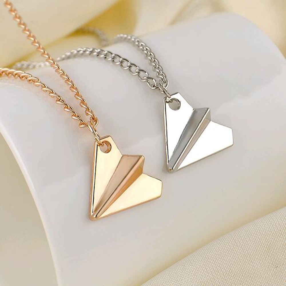 Fashion All-match Paper Airplane Pendant Necklace display picture 3