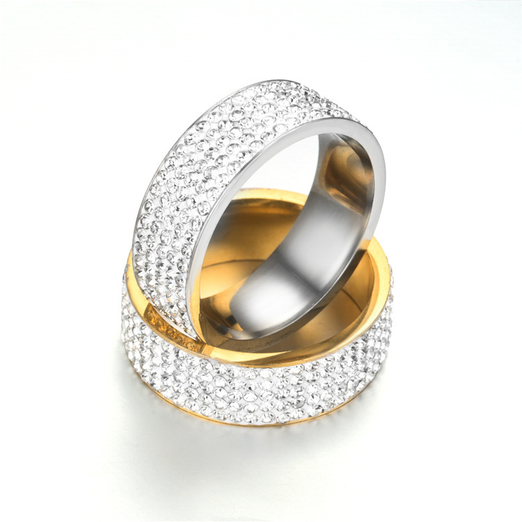 Mode Geometrisch Rostfreier Stahl Diamant Künstliche Edelsteine Ringe display picture 12