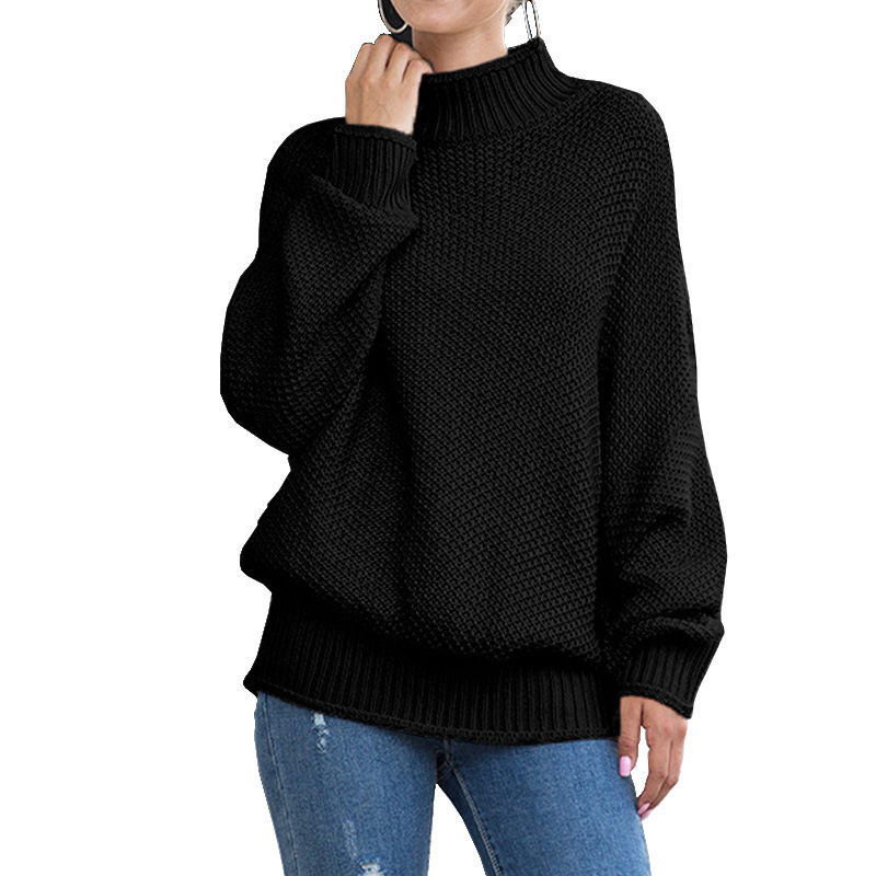 Suéter de punto grueso de exportación europeo y americano para mujer, éxito de ventas en Amazon para otoño e invierno 2025, con bordes enrollados y mangas de murciélago, YW1008
