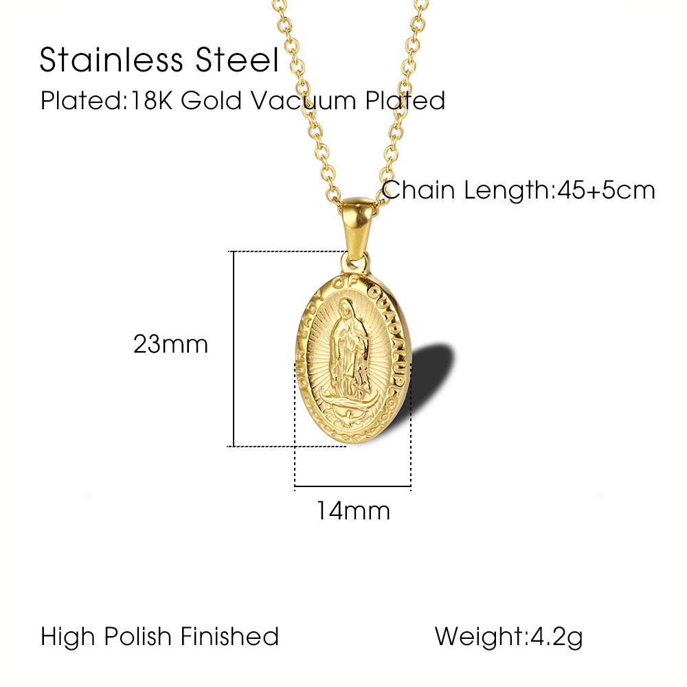 Wholesale Virgin Mary Gold-plated Titanium Steel Necklace Nihaojewelry display picture 1