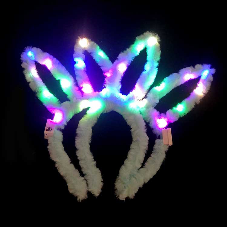 Bonitas Orejas De Conejo De Felpa A La Moda, Diadema Luminosa, Accesorios De Ambiente Para Fiesta display picture 4