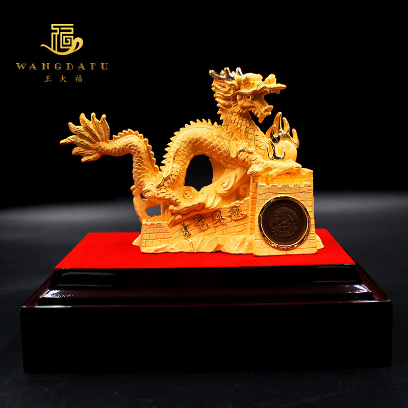 绒沙金龙风水龙工艺品生意兴隆开业张礼品办公室前台招财龙摆件|ms