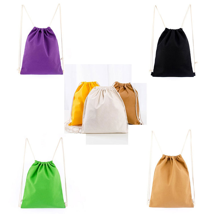 彩色帆布束口袋定制抽绳袋双肩包定做收纳布袋逛街背包袋印logo