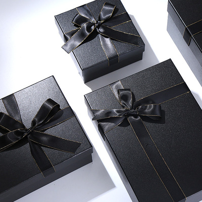 现货荔枝皮纹珠宝盒子 黑色项链饰品包装盒 生日礼物礼品盒可定制