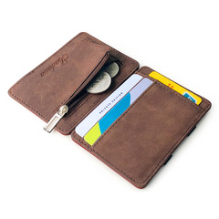 Cross-border Korean version versatile creative nubuck leather magic wallet card bag zipper coin purse men's wallet wholesale